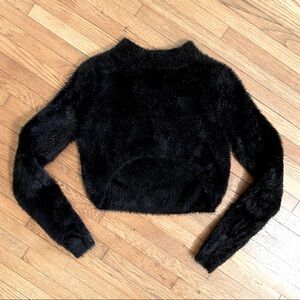 Black Faux Fur Fuzzy Sweater